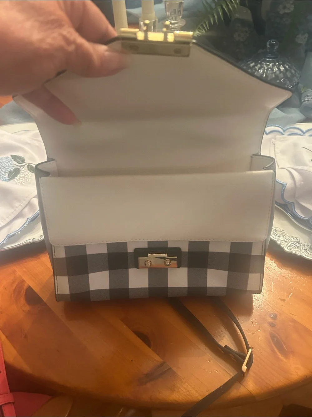Michael Kors Bluish Gray and Black Plaid Satchel NWOT